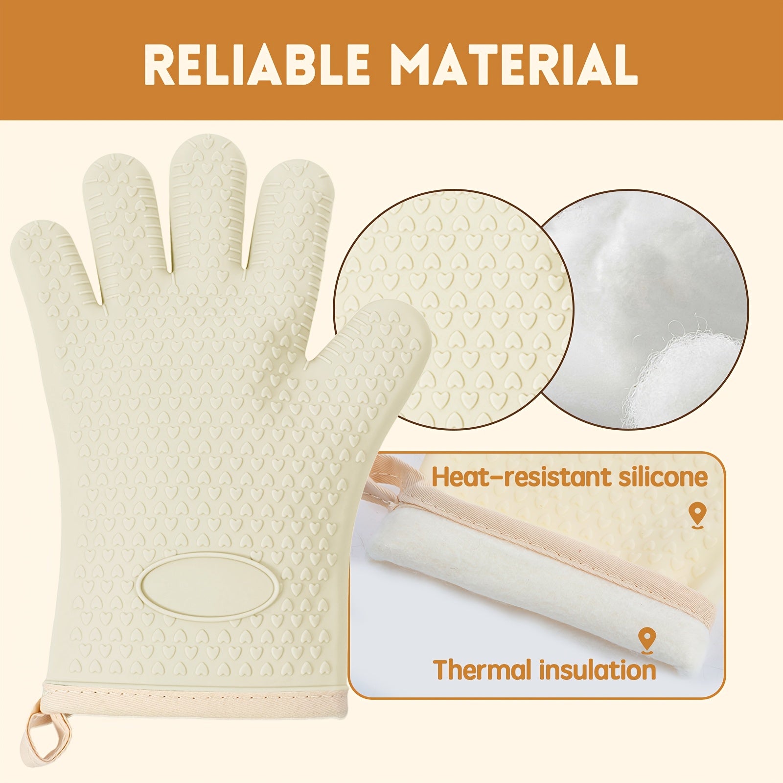 Heat-Resistant High Quality Grilling Gloves & Oven Glove Suitable for Barbecue,, Outdoor - Non-Slip Pot Holder with Separate Fingers, Heatproof for Hot Dishes, Grilling, Oven Use, & (for s)