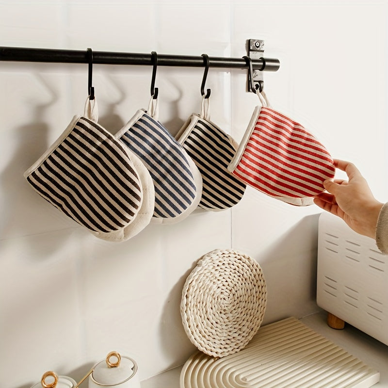 1pc High Temperature Resistant Striped Oven Mitts - Food Grade Baking Mitts For Anti-Scalding And Heat Insulation Cooking - Essential Kitchen Supplies