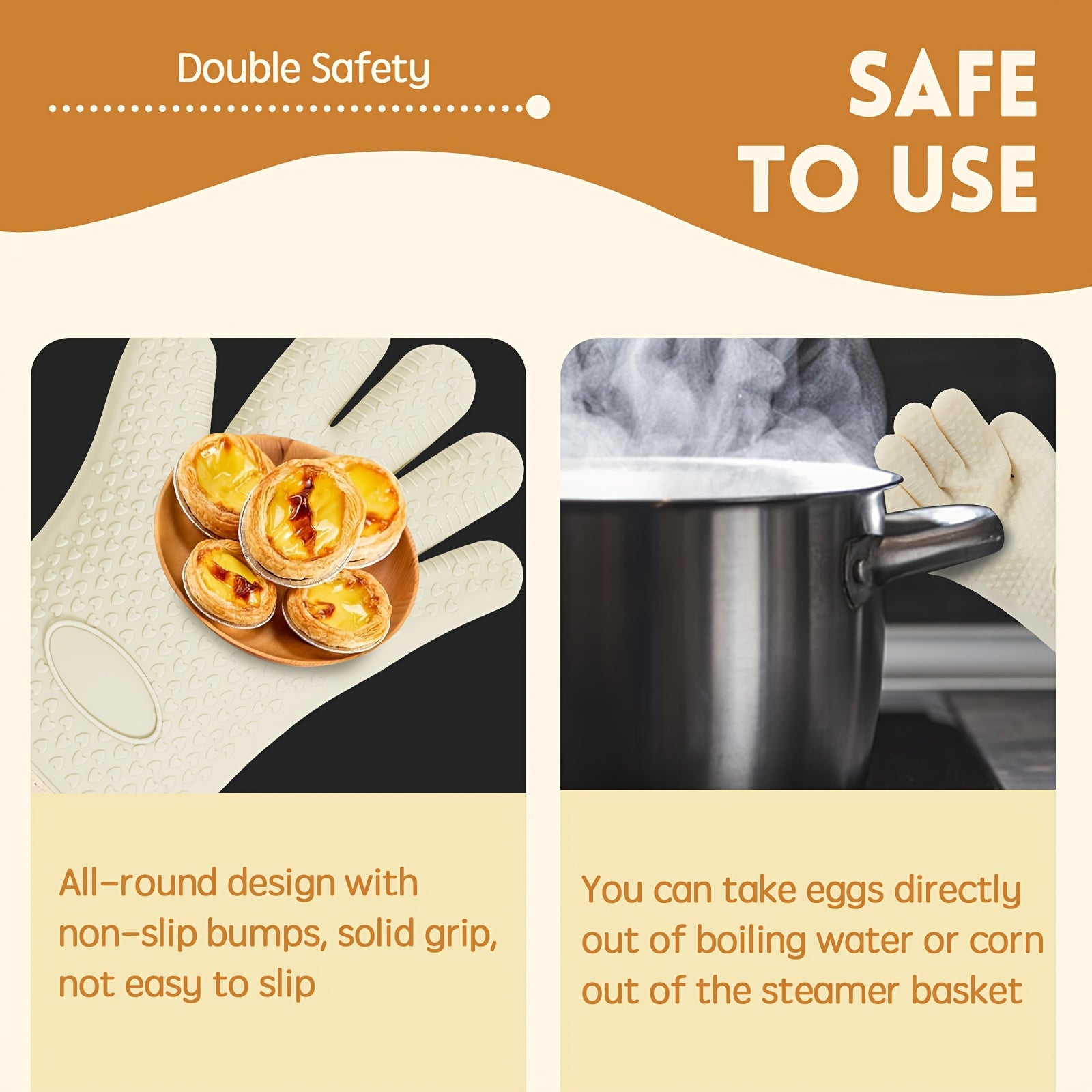 Heat-Resistant High Quality Grilling Gloves & Oven Glove Suitable for Barbecue,, Outdoor - Non-Slip Pot Holder with Separate Fingers, Heatproof for Hot Dishes, Grilling, Oven Use, & (for s)