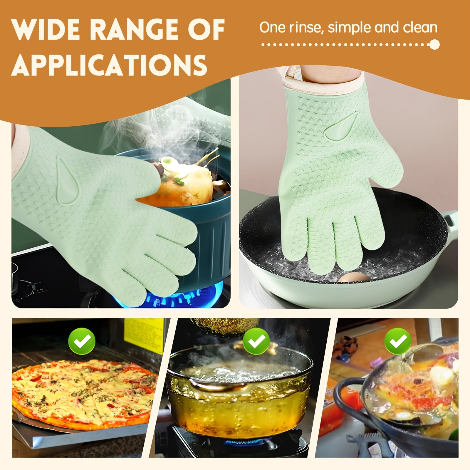 Heat-Resistant High Quality Grilling Gloves & Oven Glove Suitable for Barbecue,, Outdoor - Non-Slip Pot Holder with Separate Fingers, Heatproof for Hot Dishes, Grilling, Oven Use, & (for s)