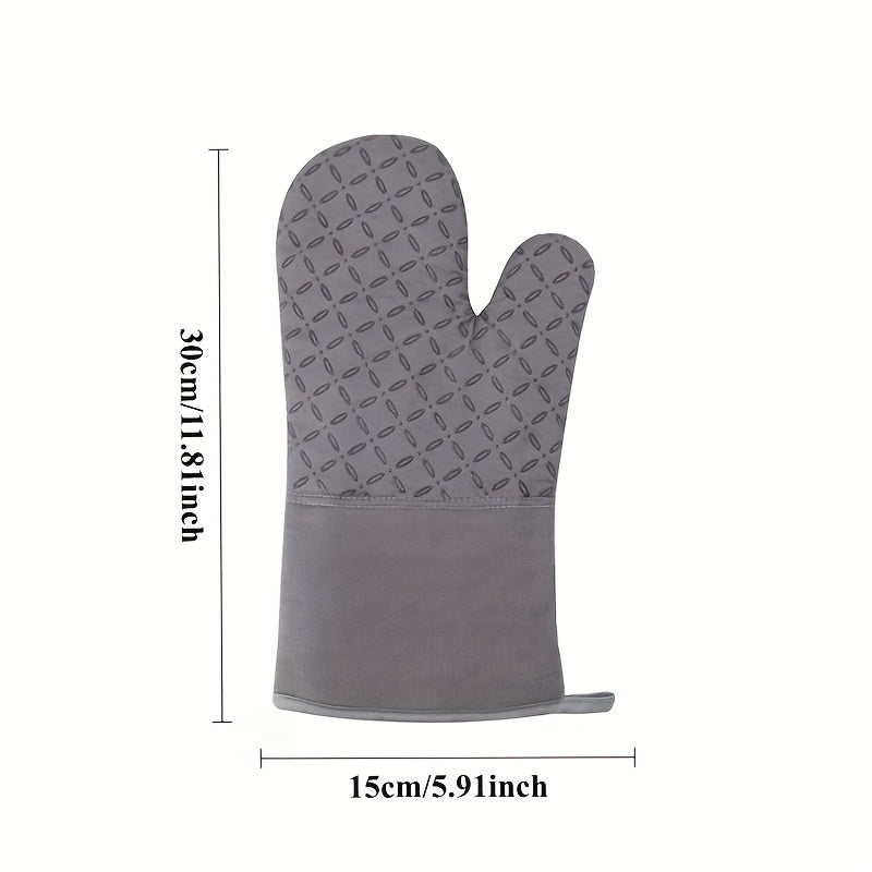 Heavy-Duty Thickened Silicone Insulated Gloves - Heat-Resistant up to 446°F (230°C), Non-Slip Grip, Microwave & Oven Safe, Long Elongated Design with Reinforced Seams - Heavy Duty Kitchen Gloves for Baking, Grilling, Stovetop